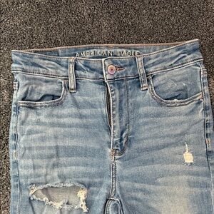 American Eagle Outfitters Kids Distressed Light Blue High Rise Jeans